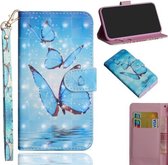 Voor Huawei P smart 2020 3D Geschilderd Patroon Horizontale Flip TPU + PU Leren Case met Houder & Portemonnee & Kaartsleuf & Lanyard (Drie Vlinders)