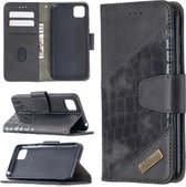 Voor Huawei Y5P Bijpassende Kleur Krokodil Textuur Horizontale Flip PU Lederen Case met Portemonnee & Houder & Kaartsleuven (Zwart)