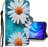 Voor Huawei Y6p 3D Gekleurde Tekening Horizontale Flip PU Lederen Case met Houder & Kaartsleuven & Portemonnee (Chrysanthemum)