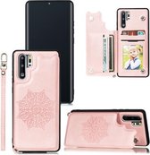 Voor Huawei P30 Pro Mandala reliëf PU + TPU-hoesje met houder & kaartsleuven & fotolijst en riem (roségoud)