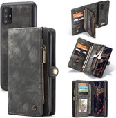 Voor Galaxy A51 4G CaseMe-008 Afneembare Multifunctionele Horizontale Flip Leren Case met Kaartsleuf & Houder & Rits Portemonnee & Fotolijst (Zwart)