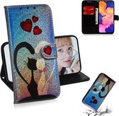 Gekleurde tekening patroon Kleurrijke magnetische gesp Horizontale flip PU lederen tas met houder & kaartsleuven & portemonnee & lanyard voor Galaxy A10 / M10 (Love Cat)