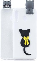 Voor Galaxy A30 3D Cartoon patroon schokbestendig TPU beschermhoes (kleine zwarte kat)