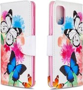 Voor Galaxy A41 Gekleurde tekening patroon Horizontale flip lederen tas met houder & kaartsleuven & portemonnee (vlinder)