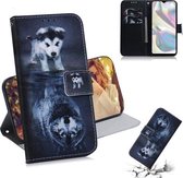 Voor Galaxy A70E 3D Gekleurde Tekening Horizontale Flip Leren Case met Houder & Kaartsleuf & Portemonnee (Wolf en Hond)