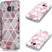 Voor Galaxy S7 edge Plating Marble Pattern Soft TPU beschermhoes (roze)