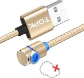 TOPK 1m 2.4A Max USB naar 90 graden elleboog magnetische oplaadkabel met LED-indicator, geen stekker (goud)