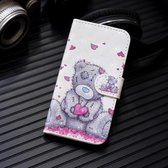 3D-schilderijpatroon Gekleurde tekening Horizontale Flip PU-lederen tas met houder & kaartsleuven & portemonnee voor iPhone X / XS (Love Bear)
