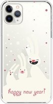 Voor iPhone 11 Pro Trendy schattig kerstpatroon Case TPU Cover Telefoonhoesjes (drie witte konijnen)