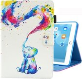 Voor iPad 10.2 inch Gekleurde Tekening Patroon Horizontale Flip Leren Case met Houder & Kaartsleuven & Fotolijst (Kleurrijke Olifant)