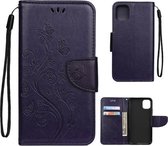 Voor iPhone 11 Pro Max Butterfly Flower Pattern Horizontale Flip Leather Case met houder & kaartsleuven & portemonnee (Deep Purple)