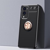 Voor OnePlus 9 Pro metalen ringhouder 360 graden roterende TPU-hoes (zwart + roségoud)