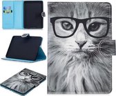 Voor Amazon Kindle Paperwhite 4/3/2/1 Stiksels Horizontale Flip Leren Case met Houder & Kaartsleuven & Slaap / Wekfunctie (Modieuze Kat)