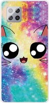 Voor Samsung Galaxy F62 / M62 schokbestendig geverfd transparant TPU beschermhoes (Starry Cute Cat)