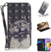 Voor LG K52 3D Gekleurde Tekening Horizontale Flip Leren Case met Houder & Kaartsleuven & Portemonnee & Lanyard (Knuffel Kat)