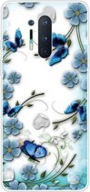 Voor OnePlus 8 Pro schokbestendig geverfd transparant TPU beschermhoes (chrysanthemum vlinder)