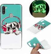 Voor Galaxy A11 Lichtgevende TPU mobiele telefoon beschermhoes (headset hond)