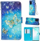 Voor Galaxy M80s 3D Schilderen Horizontale Flip Leren Case met Houder & Kaartsleuf & Portemonnee & Lanyard (Gouden Vlinder)