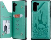 Voor Galaxy Note10 Skull Head Embossing Pattern Schokbestendige beschermhoes met houder & kaartsleuven & portemonnee (groen)