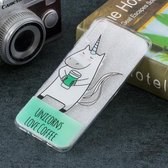 Gekleurde tekening patroon transparant TPU beschermhoes voor Galaxy A50 (eenhoorn)