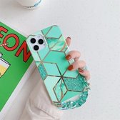 Splicing Marble Pattern TPU beschermhoes met kettingriem voor iPhone 12 Pro Max (Green Lattice)