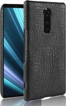 Schokbestendig Crocodile Texture PC + PU-hoesje voor Sony Xperia 1 (zwart)