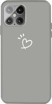 Three Dots Love-heart Pattern Frosted TPU beschermhoes voor iPhone 12/12 Pro (grijs)