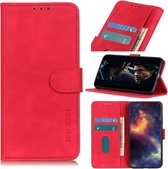 Voor Samsung Galaxy A02s (164 mm Amerikaanse versie) KHAZNEH Retro textuur PU + TPU horizontale flip lederen tas met houder & kaartsleuven en portemonnee (rood)