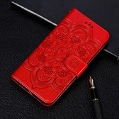 Mandala-reliëfpatroon Horizontale lederen flip-hoes voor Xiaomi Redmi K20 & K20Pro & Mi9 T & Mi9 T Pro, met houder & kaartsleuven & portemonnee & fotolijst & lanyard (rood)