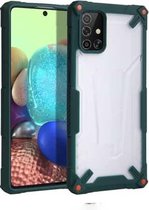 Voor Samsung Galaxy A71 Vierhoekige airbag schokbestendig TPU + semi-transparant pc-hoesje (donkergroen)