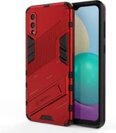 Voor Samsung Galaxy A02 (EU-versie) Punk Armor 2 in 1 PC + TPU schokbestendig hoesje met onzichtbare houder (rood)