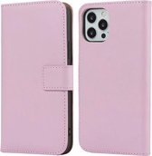 Vlakke structuur koeienhuid lederen horizontale flip case met magnetische sluiting & houder & kaartsleuven & portemonnee voor iPhone 12 Pro Max (roze)