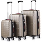Bol.com Monzana Kofferset Exopack - 3 delig TSA Slot Wielen - Champagne aanbieding
