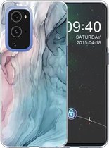 Voor OnePlus 9 schokbestendig TPU beschermhoes met marmerpatroon (abstract grijs)