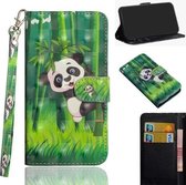 3D-schilderijpatroon Gekleurde tekening Horizontaal Flip TPU + PU lederen tas met houder & kaartsleuven en portemonnee voor Google Pixel 3A (Bamboo Panda)