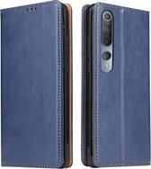 Voor Xiaomi Mi 10 Pro Fierre Shann PU lederen textuur horizontale flip lederen tas met houder & kaartsleuven & portemonnee (blauw)