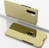 Voor OnePlus Nord Plus vergulde spiegel horizontale lederen flip case met houder (goud)