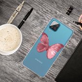 Voor Samsung Galaxy A12 gekleurde tekening Clear TPU beschermhoesjes (rode vlinder)
