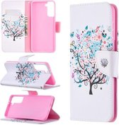 Voor Samsung Galaxy S21 + 5G Gekleurde Tekening Patroon Horizontale Flip Leren Case met Houder & Kaartsleuven & Portemonnee (Kleine Boom)