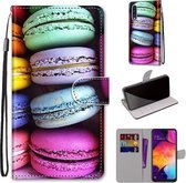 Voor Samsung Galaxy A50 Gekleurde Tekening Cross Textuur Horizontale Flip PU Lederen Case met Houder & Kaartsleuven & Portemonnee & Lanyard (Kleurrijke Laagcake)