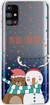 Voor Samsung Galaxy M51 Christmas Series Clear TPU beschermhoes (Take Picture Bear Snowman)