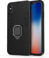 PC + TPU schokbestendige beschermhoes met magnetische ringhouder voor iPhone XS Max (zwart)