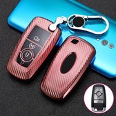 Voor Ford Smart 4-knops auto TPU sleutel beschermhoes sleutelhoes met sleutelring (roze)
