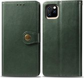 Retro lederen gesp in effen kleur Leren beschermhoes voor mobiele telefoon met fotolijst & kaartsleuf & portemonnee & beugelfunctie voor iPhone 11 (groen)