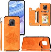 Voor Xiaomi Redmi 10X Pro 5G Mandala Reliëf PU + TPU Case met houder & kaartsleuven & fotolijst & riem (geel)