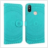 Voor Xiaomi Redmi 6A Geperst afdrukpatroon Horizontale flip PU lederen tas, met houder & kaartsleuven & portemonnee & & lanyard (grasgroen)