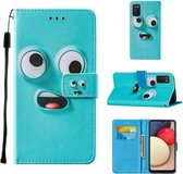 Voor Samsung Galaxy A02s (Europese versie) Cross Texture Painting Pattern Horizontale Flip Leather Case met houder & kaartsleuven & portemonnee & Lanyard (Big-eye Monster)