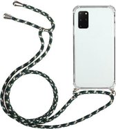 Voor Samsung Galaxy A71 5G Four-Corner Anti-Fall transparante TPU beschermhoes met lanyard (groen zwart)