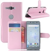 Voor Sony Xperia XZ2 Compact PU + TPU Litchi Texture Horizontale Flip Leren Case met Portemonnee & Houder & Kaartsleuven (Roze)