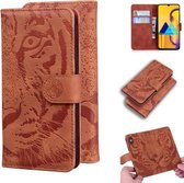 Voor Samsung Galaxy M30s / M21 Tiger Embossing Pattern Horizontale Flip Leather Case met houder & kaartsleuven & portemonnee (bruin)